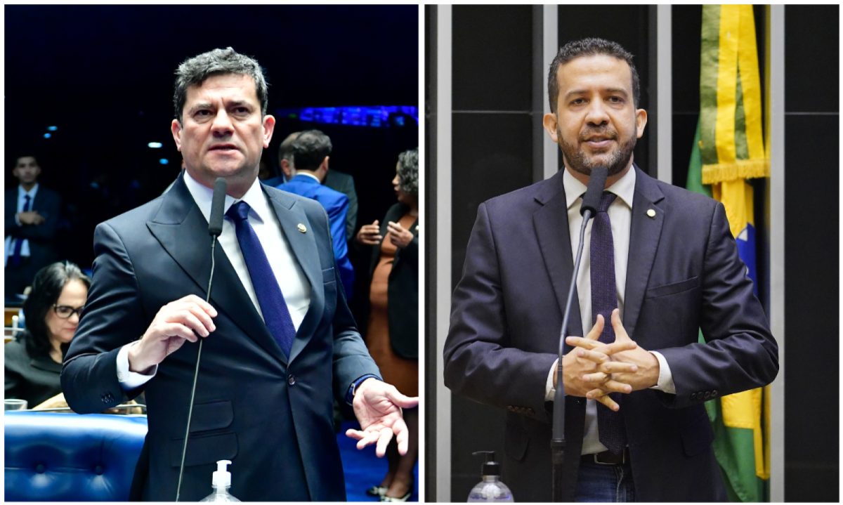 Sergio Moro e André Janones trocaram farpas nas redes sociais -  (crédito: Waldemir Barreto/Agência Senado/Pablo Valadares/Câmara dos Deputados)