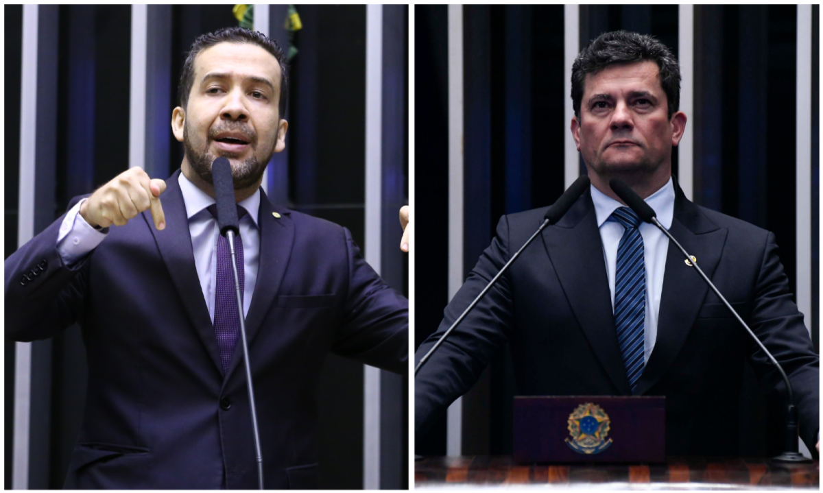 Janones e Moro trocaram farpas nas redes sociais -  (crédito: Najara Araujo/Câmara dos Deputados/Jefferson Rudy/Agência Senado)