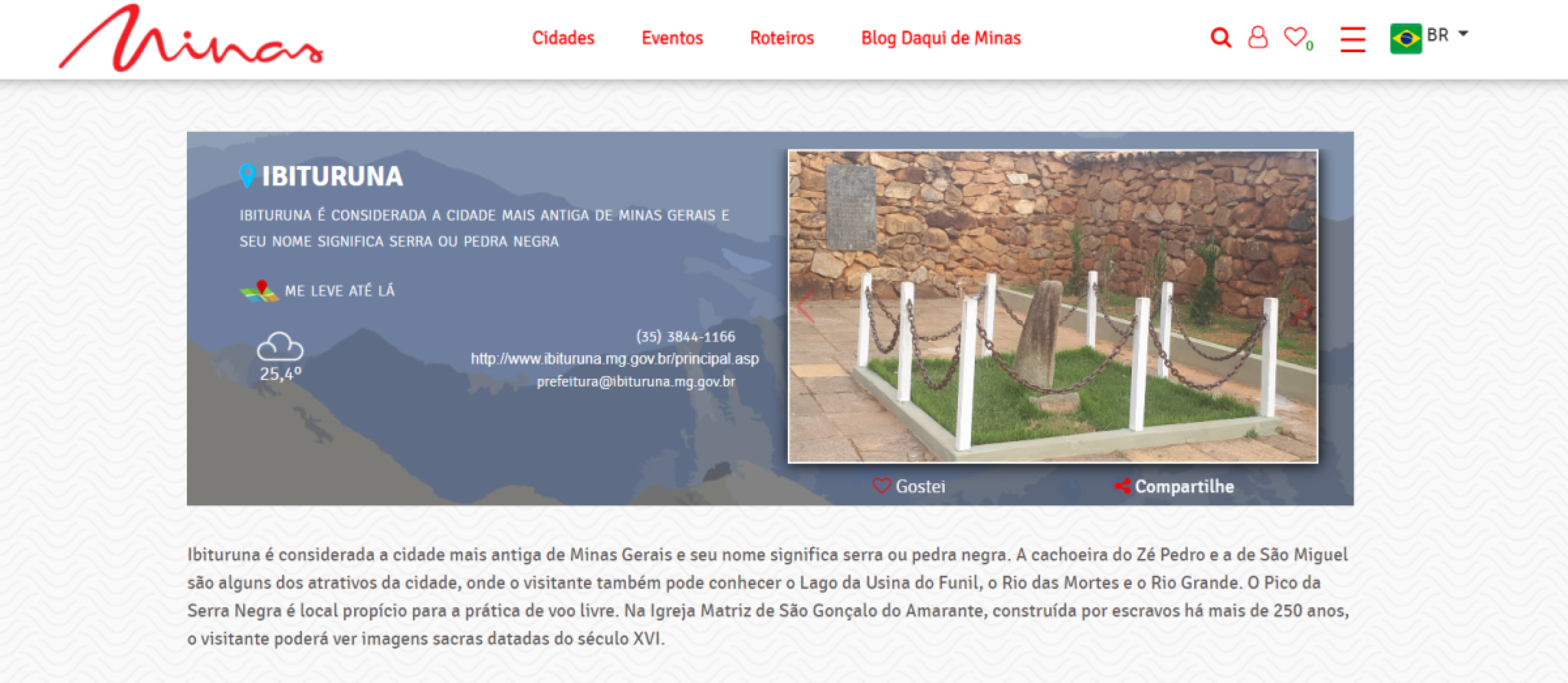 Site da Secretaria de Estado de Cultura e Turismo de Minas Gerais (Secult-MG)