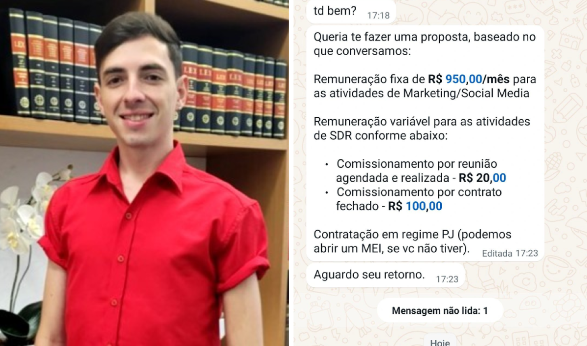 Proposta de R$ 950 para criar setor de marketing gera revolta na web