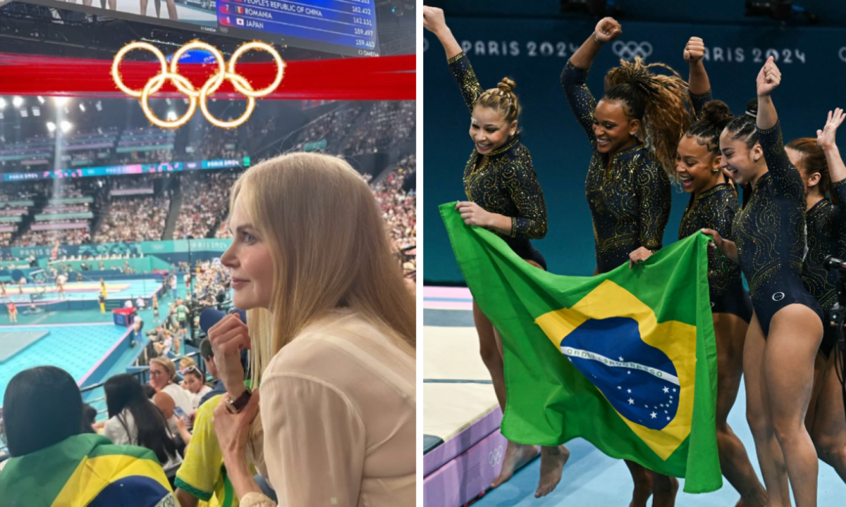 Nicole Kidman viu brasileiras levarem o bronze por equipe na Ginástica  -  (crédito: Instagram / Nicole Kidman / AFP)