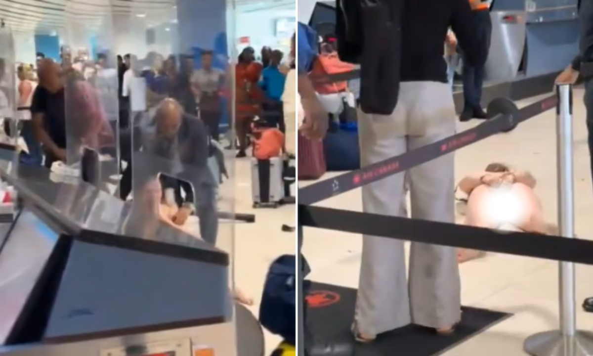 Mulher foi algemada após confusão em aeroporto -  (crédito: Reprodução / X)