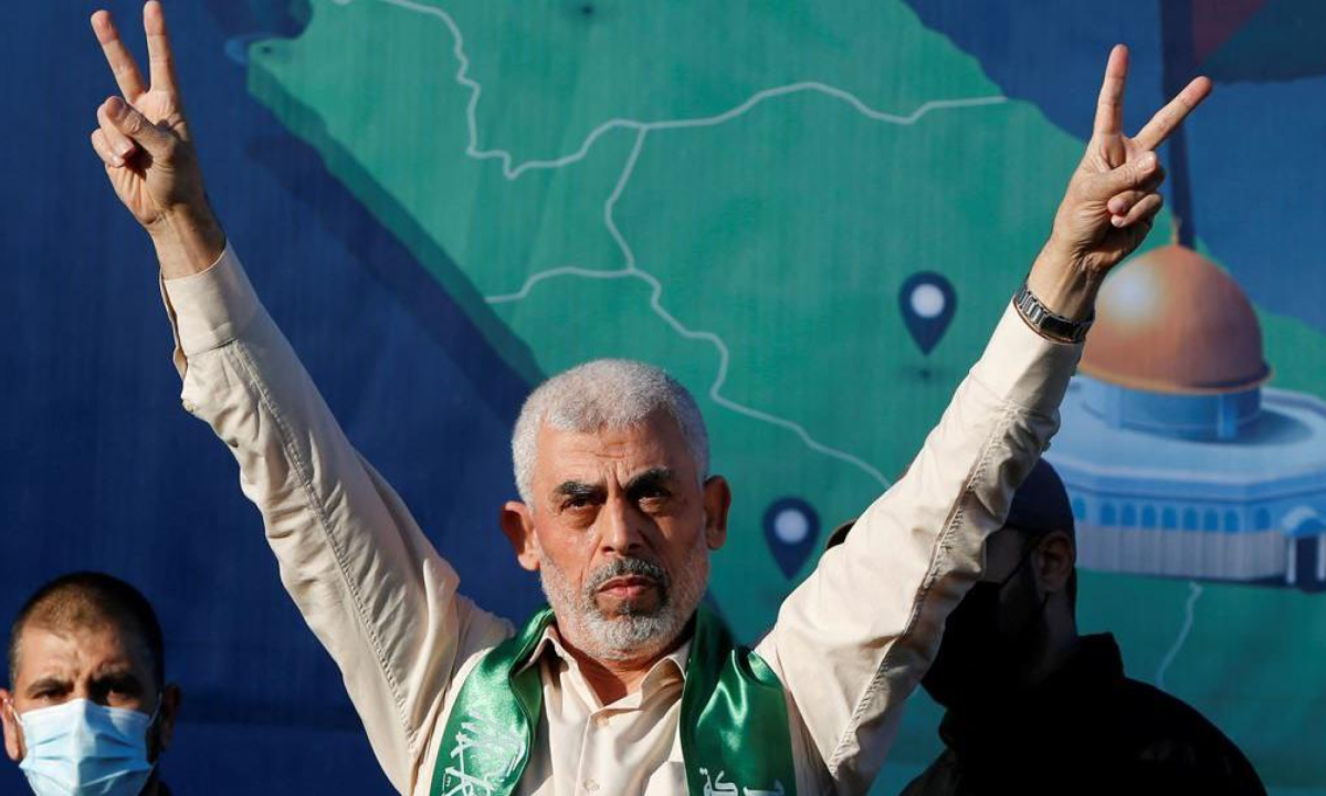 Yahya Sinwar participou de um evento, em 2022, que marcou o aniversário de 35 anos do Hamas em Gaza -  (crédito: Getty Images)