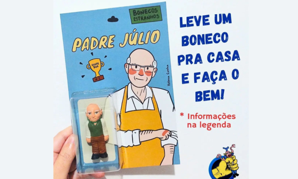 Boneco do Padre Júlio Lancellotti -  (crédito: Reprodução / Instagram / Bonecos Estranhos)