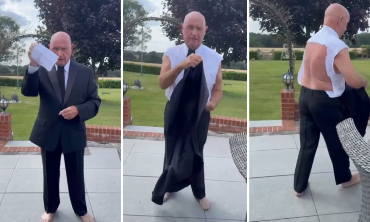 Homem mostra truque para suportar usar terno no calor -  (crédito: Reprodução / TikTok)
