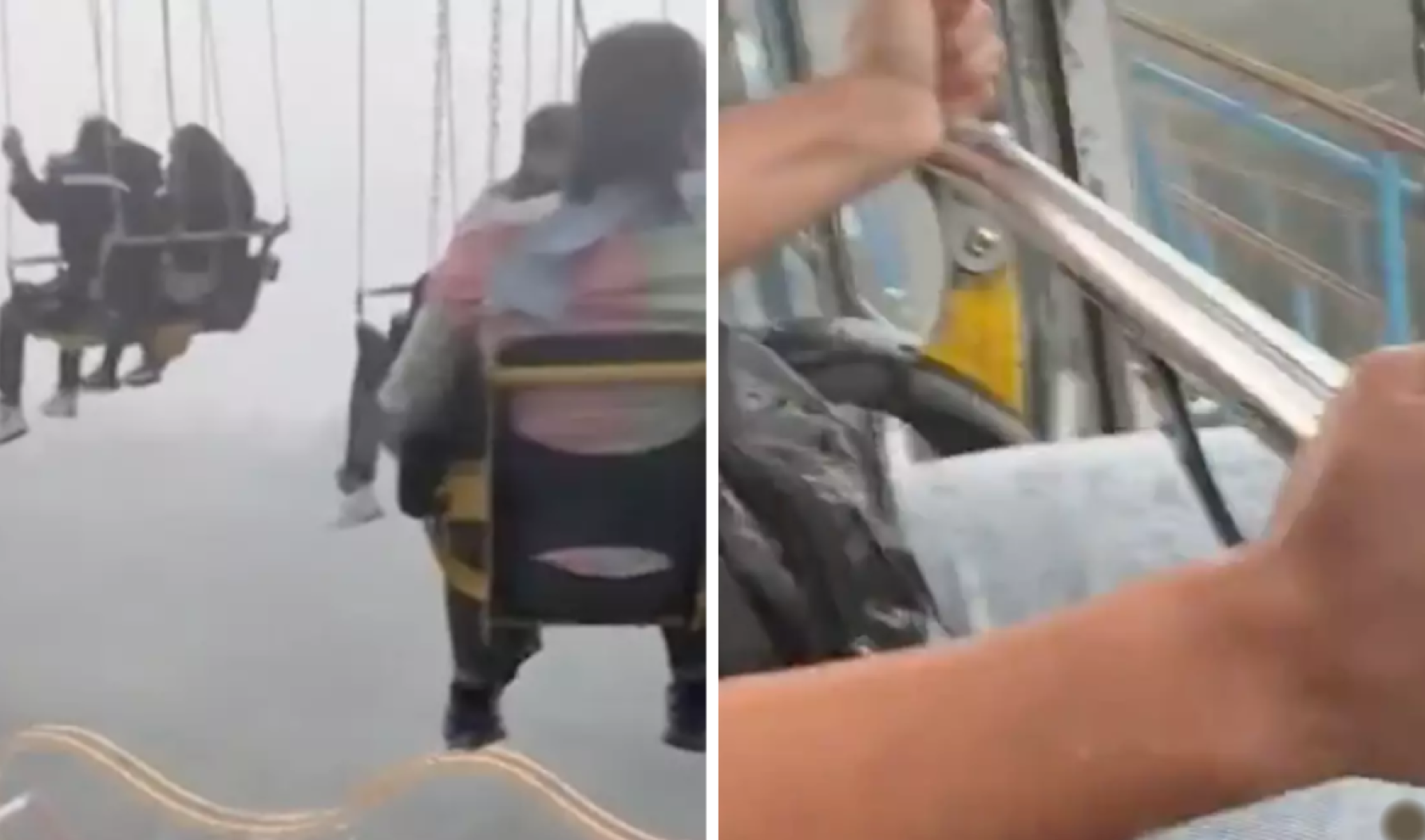 Visitantes ficam pendurados em parque de diversão durante tempestade