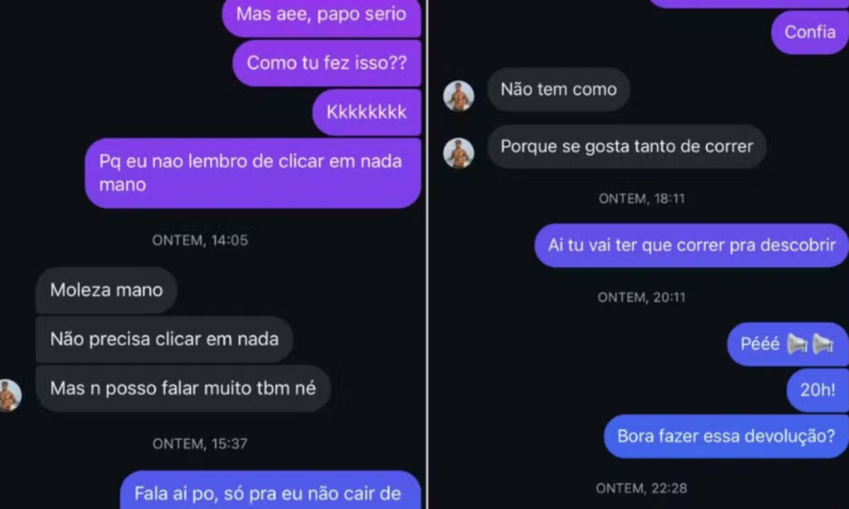 Conversa de Rodolfo com o hacker no Instagram -  (crédito: Reprodução/Arquivo Pessoal)