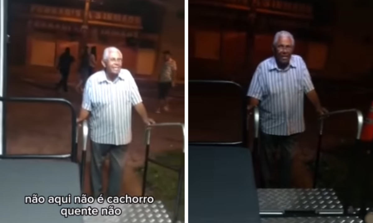 Senhor confunde base da PM com barraca de cachorro quente -  (crédito: Reprodução / Redes sociais)