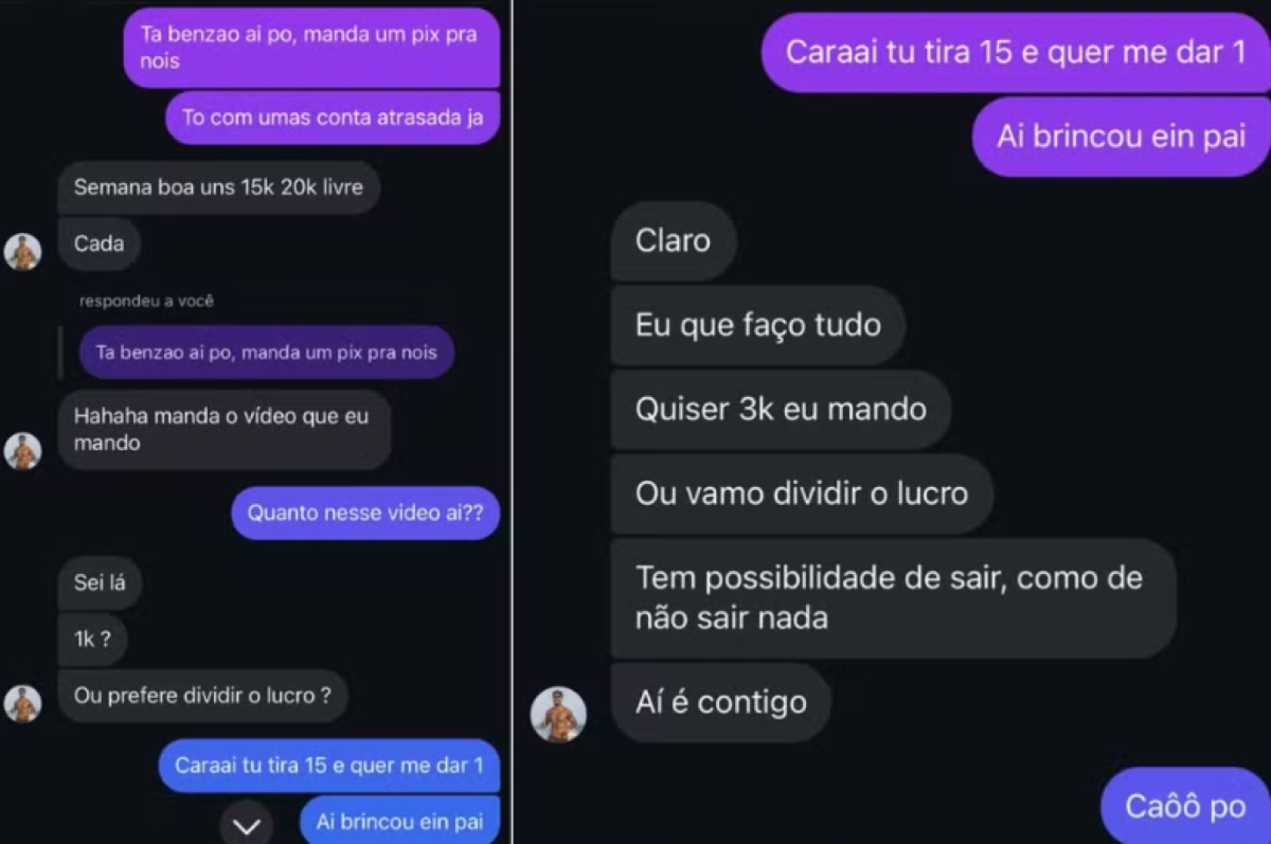 Ele entrou em contato por meio de outra conta que mantém na rede social e chamou o golpista em seu perfil hackeado