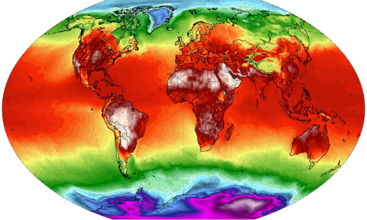 Brasil está entre os poucos países que podem atingir 50°C na primeira semana de setembro -  (crédito: Reprodução/Climate Reanalyze)