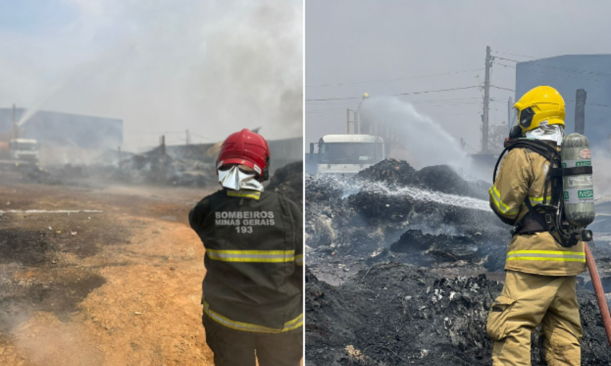 Quatro viaturas do Corpo de Bombeiros ajudaram no combate às chamas -  (crédito: CBMMG/Divulgação )