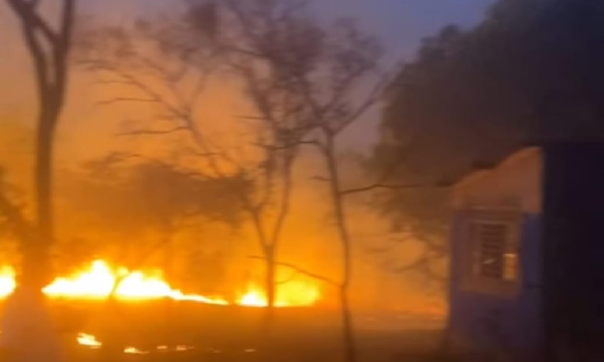 &quot;Inc&ecirc;ndio em Lagoa Santa se aproxima de casas e assusta moradores -  (crédito: Reprodu&ccedil;&atilde;o/Redes Sociais)