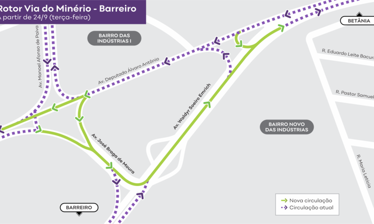 BHTrans divulga mudanças na circulação de veículos na Via do Minério -  (crédito: BHTrans/Divulgação)