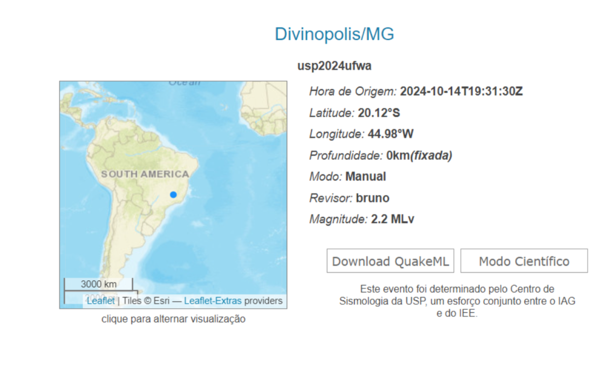 Divinópolis registra tremor de terra -  (crédito: Rede de Noticias)