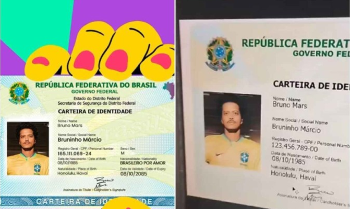 Bruno recebeu o CPF e mostrou o documento durante o show realizado nesta terça-feira (5/11), em Belo Horizonte  -  (crédito: Instagram/ Reprodução)