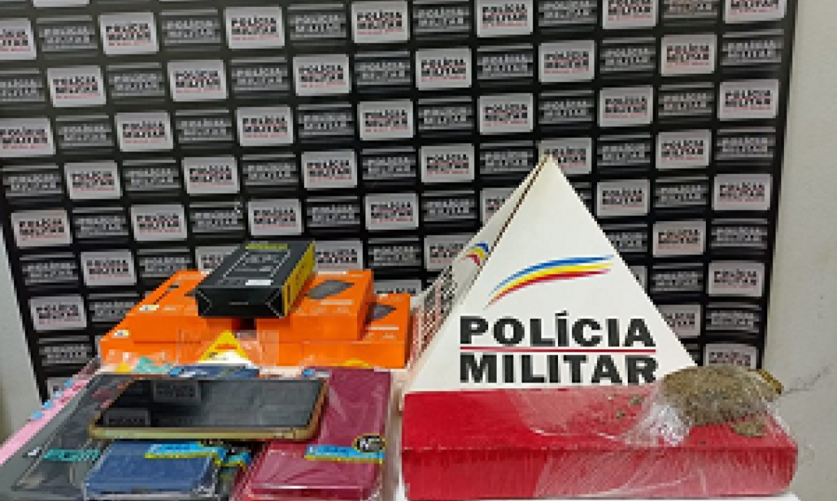 Dois tabletes de maconha foram apreendidos em carro que estava a serviço da Prefeitura de Douradoquara, em Minas Gerais -  (crédito: PMMG / Divulgação)