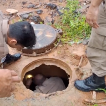 Líder de facção é preso dentro de bueiro em cidade mineira; veja o vídeo - Reprodu&ccedil;&atilde;o / PMMG