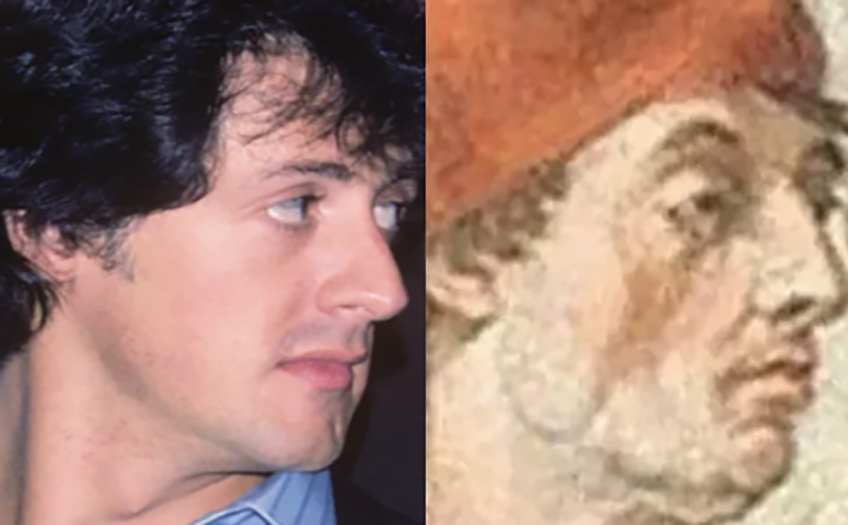 O Papa Gregório IX, pintado por Raphael Sanzio em 1511, lembra o ator americano Sylvester Stallone. 