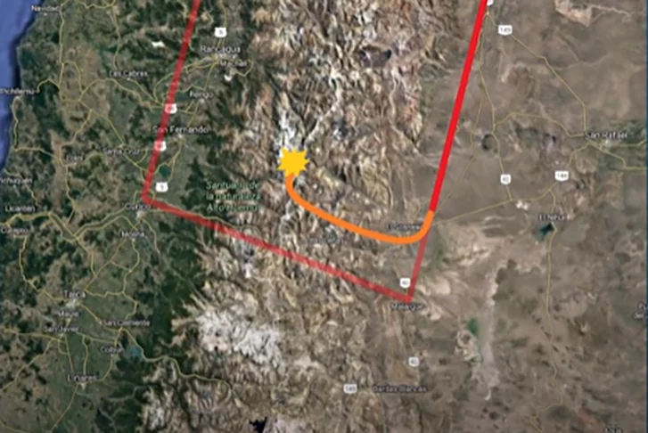 O canal Aviões e Músicas, do YouTube, mostrou no mapa a dimensão do equívoco. Em vermelho, a rota planejada. Em laranja, o desvio involuntário: 50 km mais ao norte do que deveriam. Os pilotos não tinham ideia de onde estavam. 