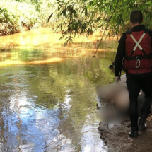 Bombeiros resgatam corpo de homem encontrado em rio no Sul de Minas - CBMMG / Divulgação