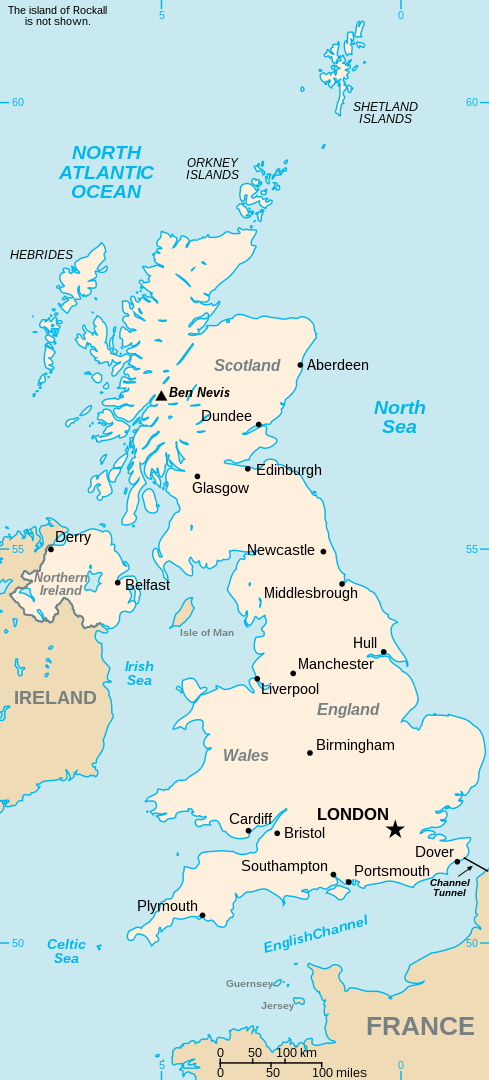 SÃ³ no Reino Unido sÃ£o trÃªs, alÃ©m da prÃ³pria Inglaterra: EscÃ³cia, Irlanda do Norte e PaÃ­s de Gales. -CIA wikimedia commons 