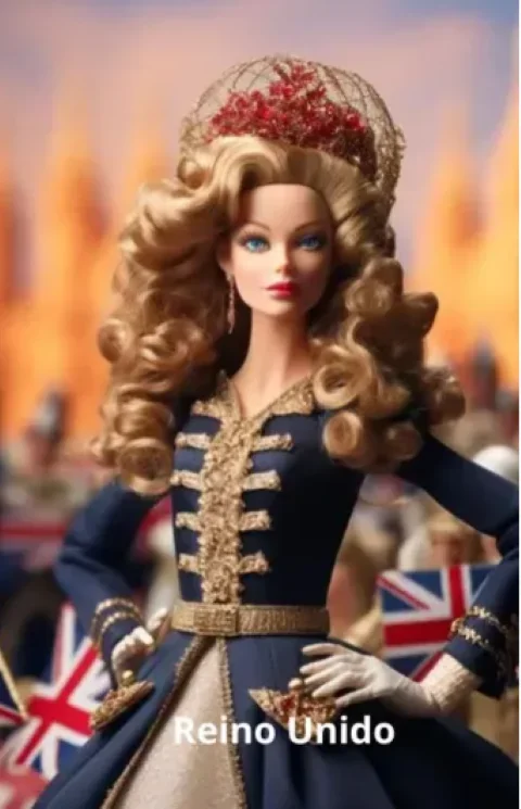 Parece uma rainha, mas Ã© a Barbie do Reino Unido, claramente inspirada na nobreza que predomina na Monarquia do paÃ­s.