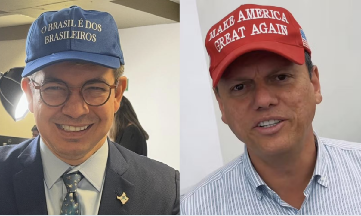 Padilha distribui bonés azuis com slogan de Sidônio -  (crédito: Platobr)
