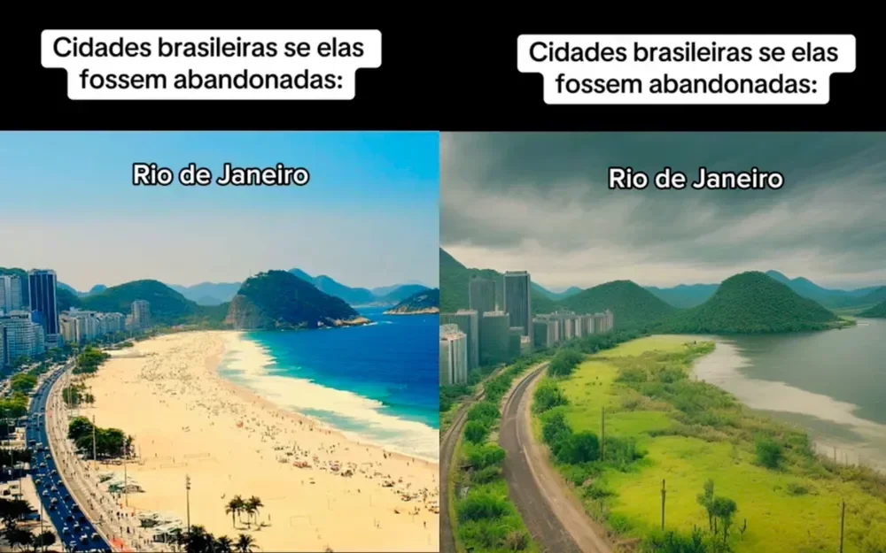 Inteligência Artificial recria cidades brasileiras com aspecto de abandono - Reprodução/TikTok/@huiop