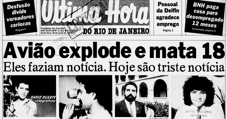Um deles era o repórter Luiz Eduardo Lobo (3º na capa do jornal), da Globo, que chegou a externar aos colegas o medo da viagem por causa do mau tempo : 