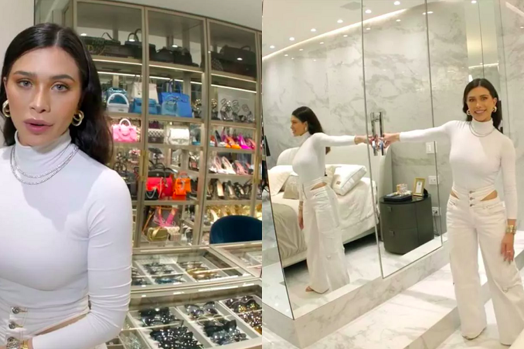 Closet blindado: A atriz e modelo Flavia Pavanelli impressionou a web ao mostrar o enorme closet que tem em casa. -reproduÃ§Ã£o instagram