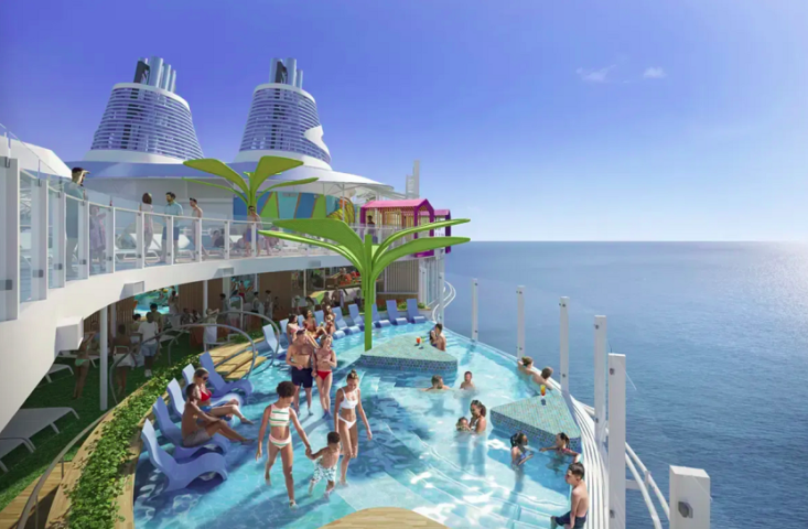 O Icon of the Seas também dispõe da primeira piscina infinita suspensa no mar!