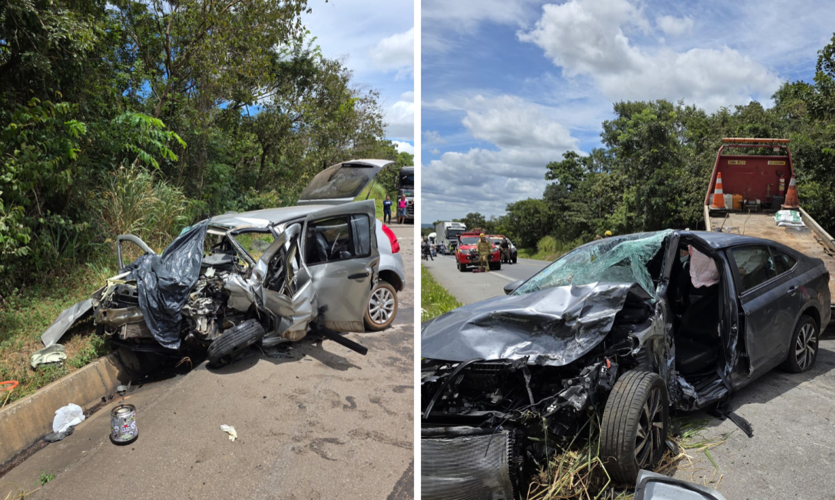 Acidente mata dois e deixa cinco feridos na BR-262, na altura da cidade de Bom Despacho -  (crédito: Divulga&ccedil;&atilde;o/CBMMG)