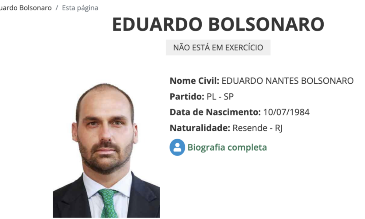 Eduardo Bolsonaro se licencia da Câmara para tratamento de saúde -  (crédito: Platobr)