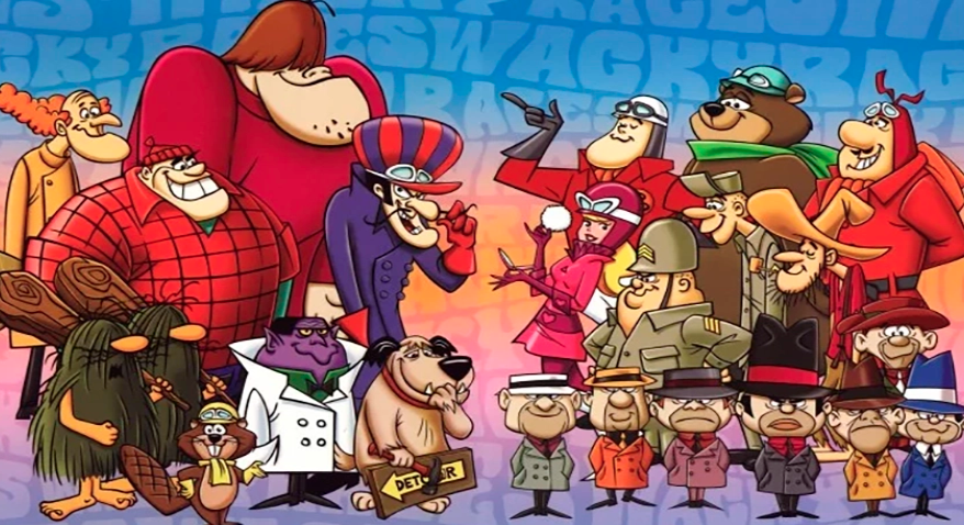 Corrida Maluca (1968) - Conta as peripécias de Dick Vigarista e seu cão Motley no carro (Máquina do Mal) para atrapalhar os outros 10 concorrentes, entre eles "Penélope Charmosa" e "Quadrilha da Morte". Série de sucesso. Mas só teve uma temporada e 34 episódios . Todos ganharam alguma prova, exceto Dick Vigarista.