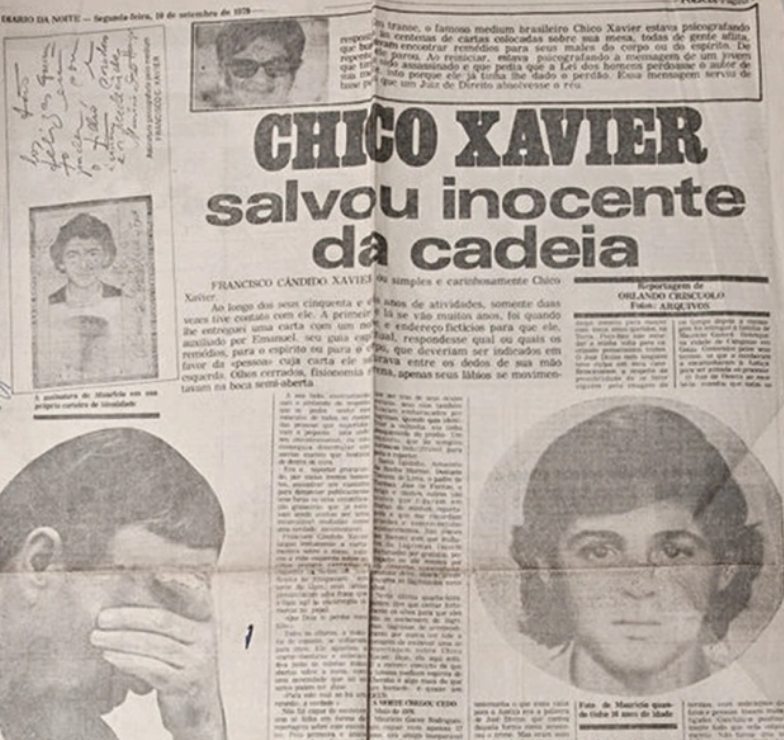 Em 1979, Chico Xavier ajudou a inocentar José Divino Nunes, então com 18, do assassinato do amigo Daniel Garcez Henrique, que tinha 15. O juiz Orimar de Bastos aceitou como prova cartas psicografadas pelo médium em que a vítima dizia que o réu não tinha intenção de matá-lo e o tiro fora acidental.