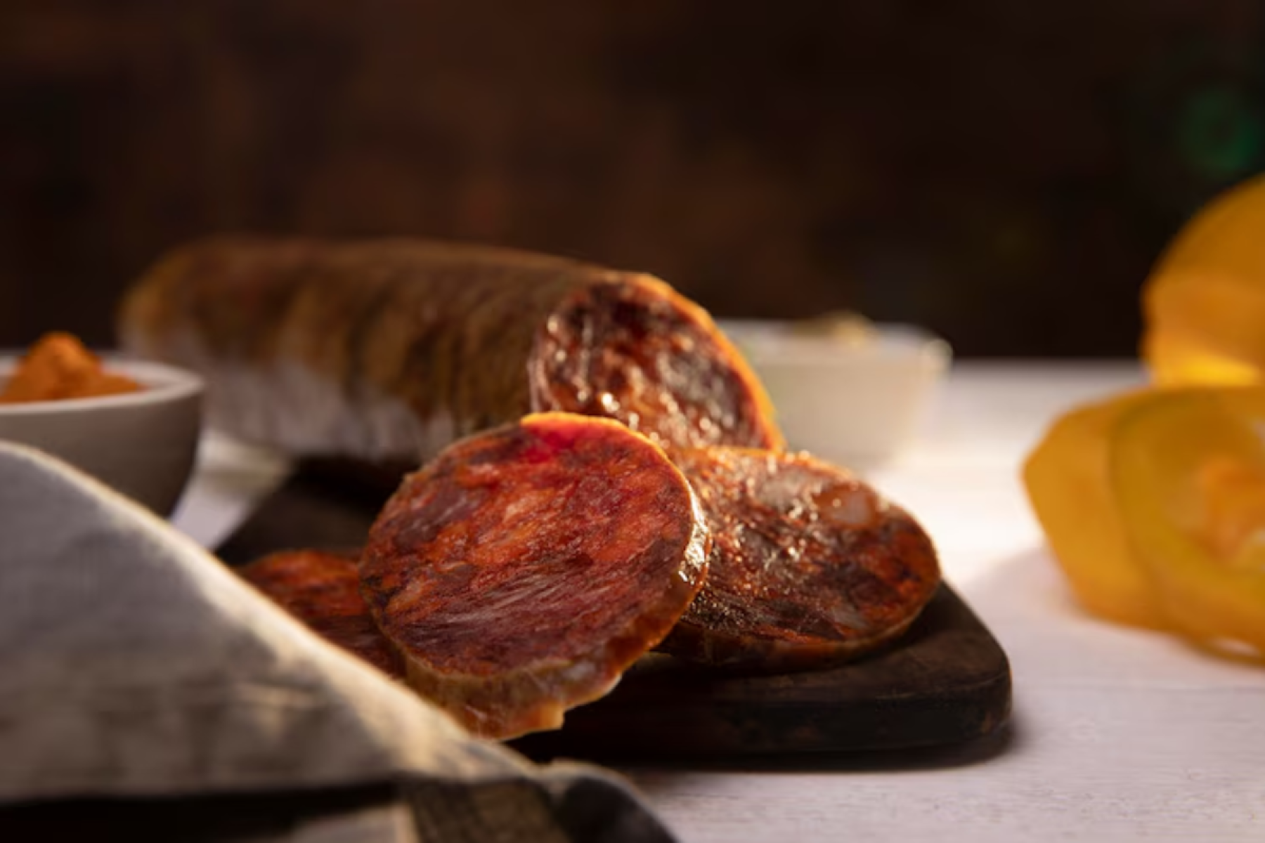 Chorizo Español: linguiça curada feita com carne suína, alho e páprica, que pode ser doce ou picante. É utilizada em diversos pratos ou consumida sozinha, em tábuas de embutidos.