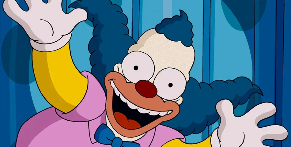 Krusty - Sátira de Bozo nos Simpsons. Tem a fisionomia de Homer. O criador Matt Groening disse que queria que Bart idolatrasse um personagem com a cara do pai. Viciado em álcool, cigarro, jogo e remédios, é um palhaço cansado da atividade. 