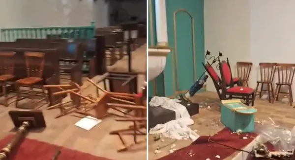 Igreja de São José do Quadrado, em Trancoso, teve diversos objetos sacros profanados -  (crédito: Polícia Militar da Bahia/Divulgação)