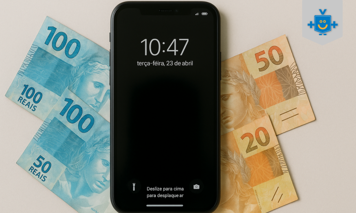Celular bloqueado cercado por notas de real, simbolizando bloqueio do aparelho por dívida no empréstimo com garantia de celular.
- (crédito: Reprodução Educando seu Bolso) Celular bloqueado cercado por notas de real, simbolizando bloqueio do aparelho por dívida no empréstimo com garantia de celular.
- (crédito: Reprodução Educando seu Bolso)