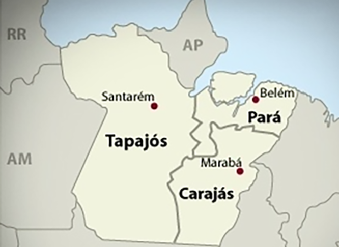 Pelo projeto, o ParÃ¡ seria reduzido Ã  parte nordeste, mantendo a capital BelÃ©m. No oeste ficaria TapajÃ³s, com 28 municÃ­pios e capital SantarÃ©m. Ocuparia 58% do atual territÃ³rio paraense. E no sul, CarajÃ¡s, com 39 municÃ­pios e capital MarabÃ¡.