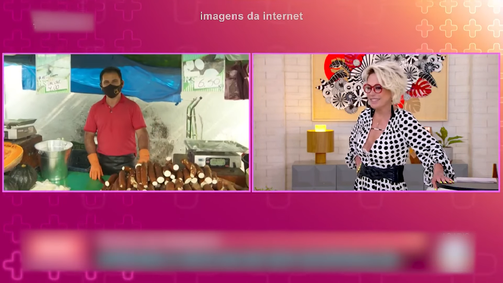 Na conversa com o vendedor, ela falou: "A gente está com a mandioca fininha e com mandiocão igual ao do senhor", arrancando risadas das pessoas na web.