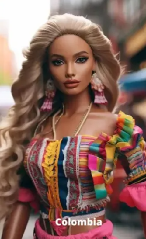 A Barbie colombiana destaca a precisão da IA na atividade de geração de imagens. A tecnologia foi capaz de puxar traços específicos de cada etnia, e as Barbies parecem ter sido feitas pela própria Mattel. -Divulgação