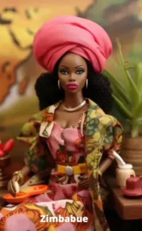 O programa assimila informações de bancos de imagem e dados, e por isso é capaz de transmitir a cultura de cada país, como mostra a Barbie de Zimbabue-Divulgação