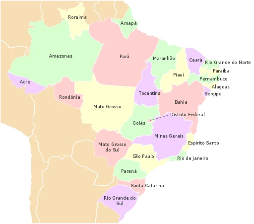 O Brasil tem 26 estados em cinco regiões, além do Distrito Federal, que abriga Brasília, a capital do país.   As capitais são cidades que sempre concentram maior atenção nas mídias.  -  (crédito: Hely Ce. P. Porto wikimedia commons)