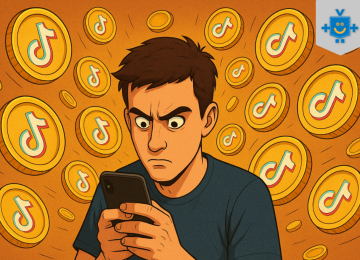 Jovem olhando fixamente para o celular, cercado por moedas do TikTok, mostrando o vício em redes sociais em troca de dinheiro







 -  (crédito: Reprodução Educando seu Bolso)