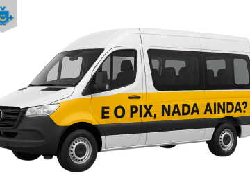 Van escolar com a frase 
