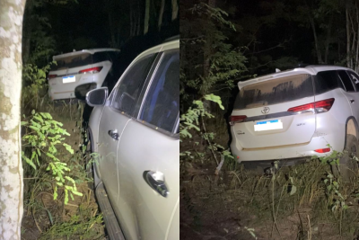 Os veículos foram entrados intactos e escondidos em área de mata -  (crédito: Divulgação/Polícia Militar)