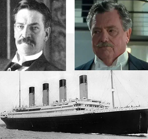 Archibald Gracie IV (por Bernard Fox) - O coronel ajudou passageiros, sobreviveu e escreveu um livro sobre a tragédia. Mas sofreu sequelas da hipotermia e das lesões físicas sofridas e morreu oito meses após o naufrágio. Ele estava tão traumatizado que suas últimas palavras foram "Devemos levar todos para os botes". 