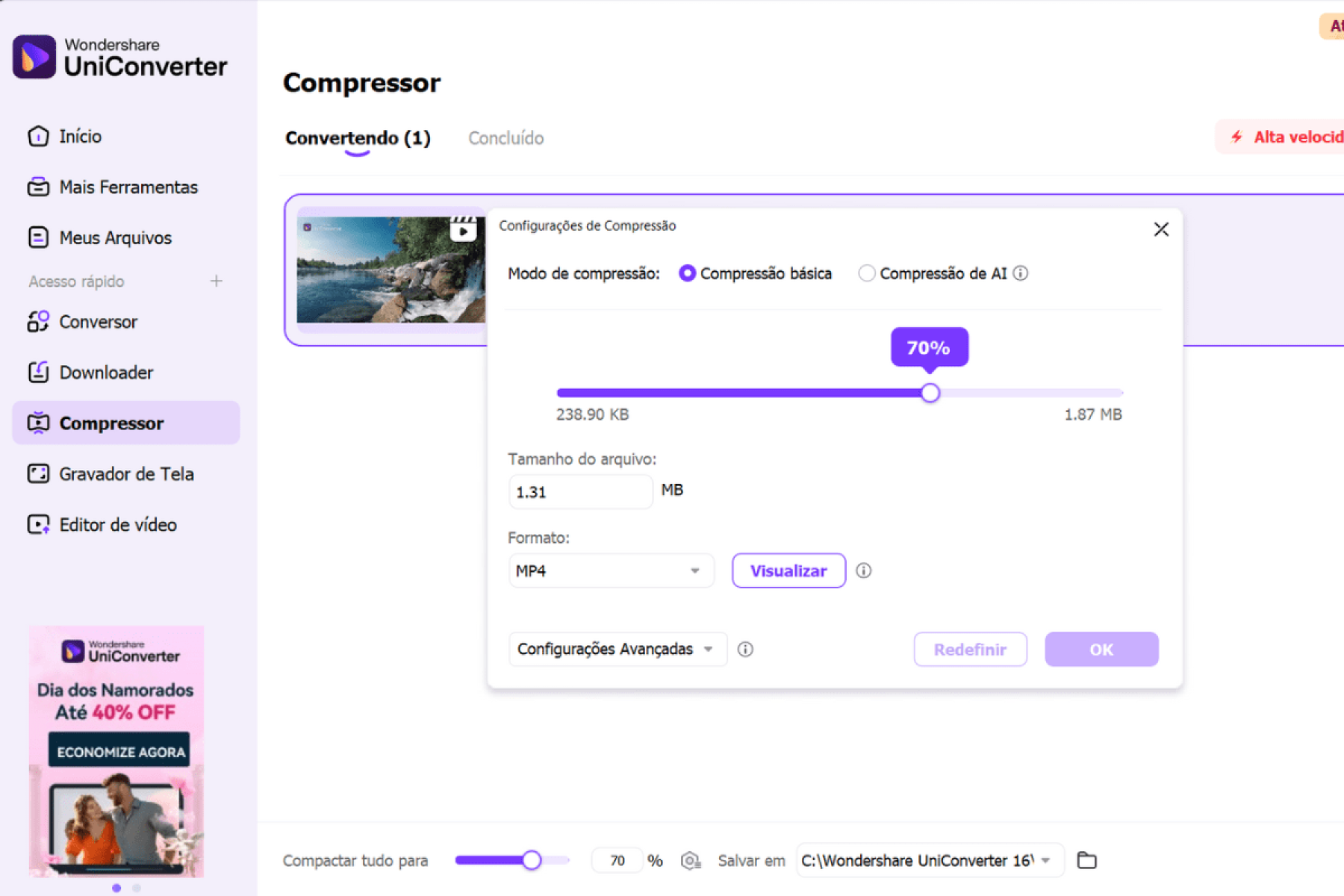 Ao fim, o programa exibirá uma mensagem indicando que o vídeo foi corretamente comprimido. E é só isso, você já poderá acessá-lo e enviá-lo. Ao fim, o programa exibirá uma mensagem indicando que o vídeo foi corretamente comprimido. E é só isso, você já poderá acessá-lo e enviá-lo.