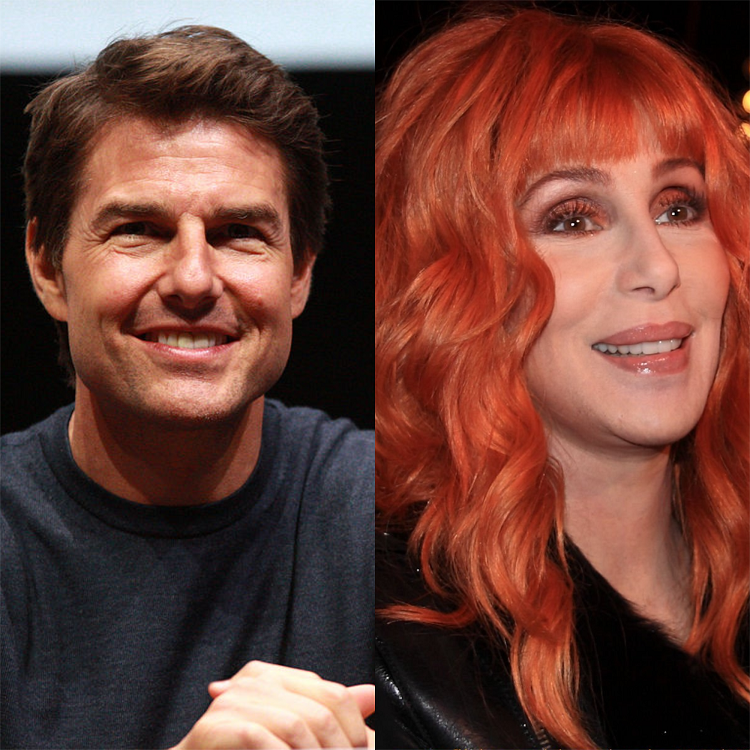 Tom Cruise e Cher: Improvável, mas não impossível. O astro e a cantora começaram a namorar em 1985, após a festa de casamento da Madonna. O romance durou apenas alguns meses, mas deu o que falar na época!
